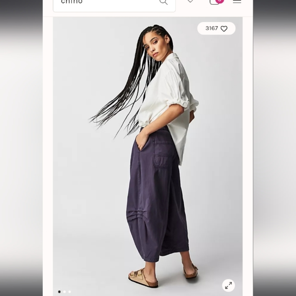 Free People Sophie Chino Pants wide barrel leg flowy M tempest